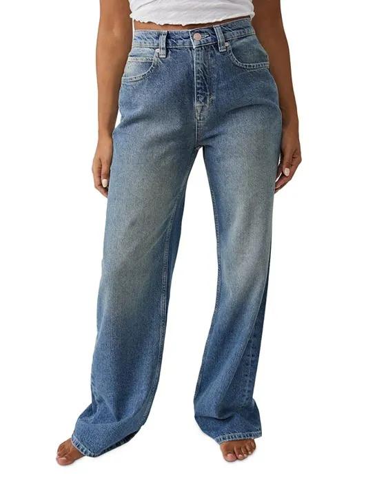 Tinsley Baggy High Rise Jeans in Hazey Blue  
