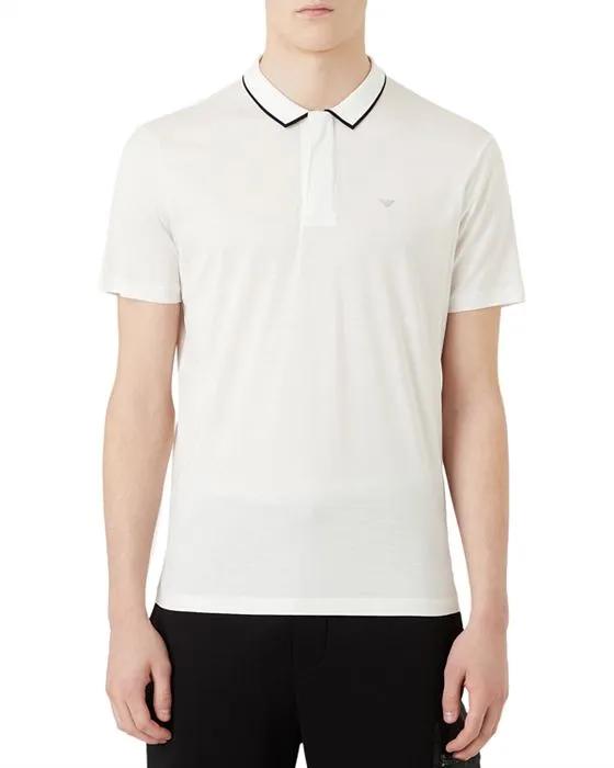 Tipped Collar Quarter Zip Polo Shirt