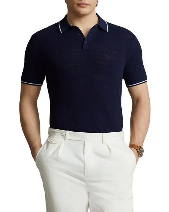 Tipped Sweater Knit Polo Shirt