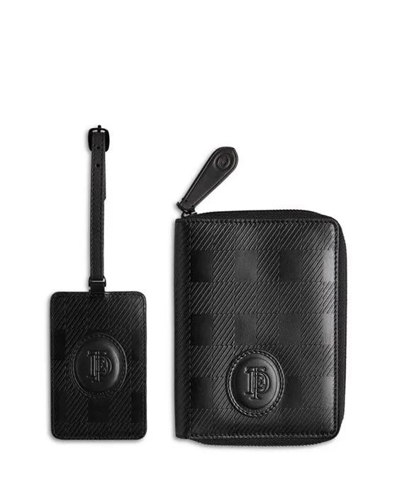 Tobery House Check Leather Travel Set