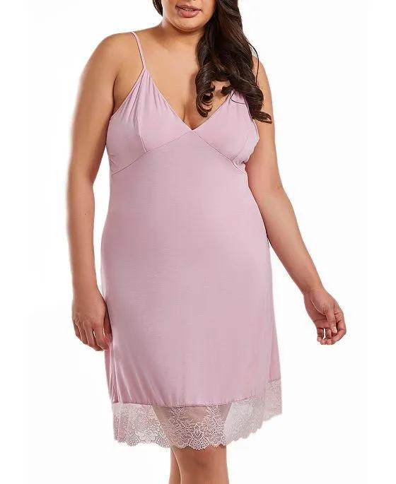 Tobey Plus Size Soft Cup Triangle Bra Modal Fitted Chemise Trimmed in Scalloped Lace