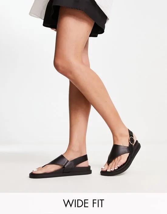 toe thong footbed sandals in black