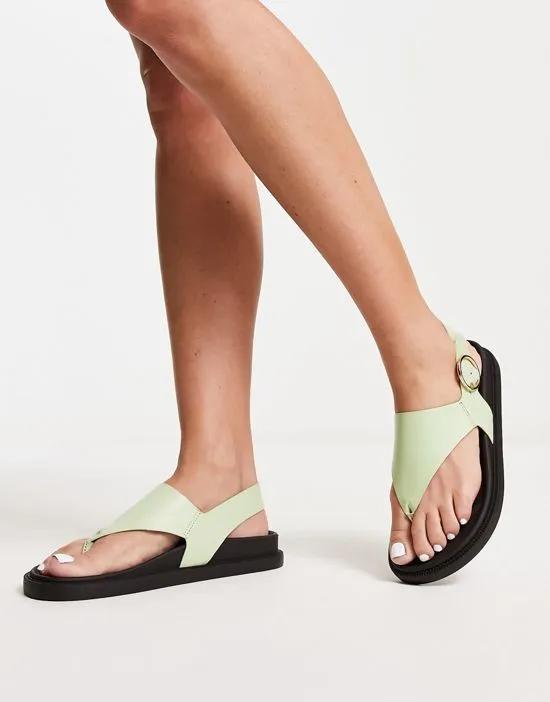 toe thong footbed sandals in sage green