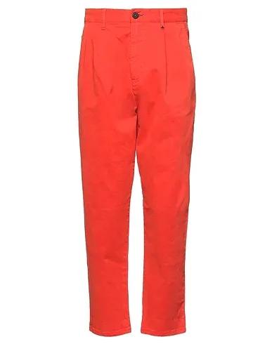 Tomato red Cotton twill Casual pants