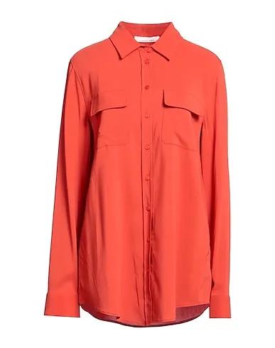 Tomato red Crêpe Solid color shirts & blouses