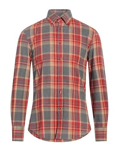 Tomato red Flannel Checked shirt