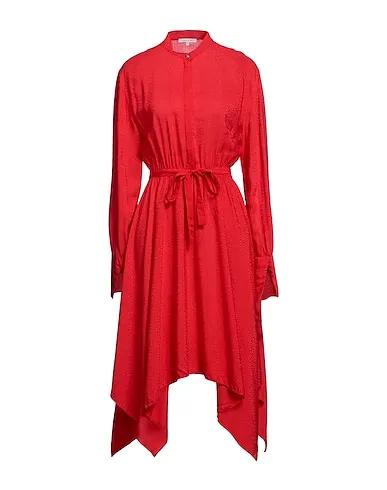 Tomato red Jacquard Midi dress