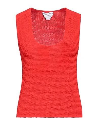 Tomato red Knitted Sleeveless sweater