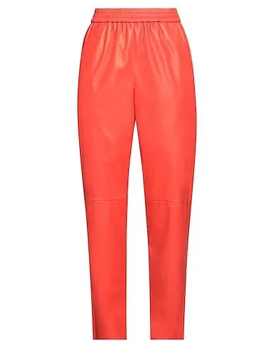 Tomato red Leather Casual pants