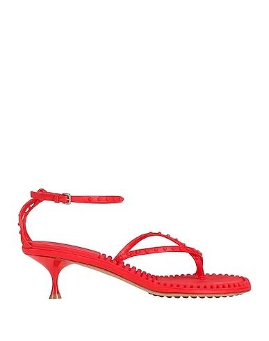 Tomato red Leather Flip flops