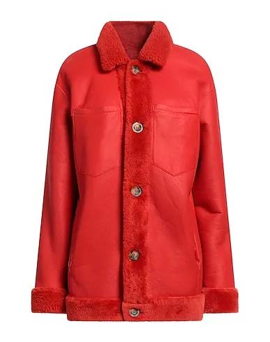 Tomato red Leather Jacket