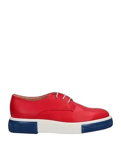 Tomato red Leather Laced shoes