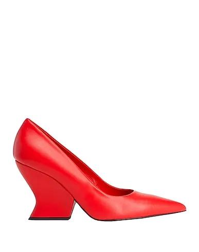 Tomato red Leather Pump LEATHER WEDGE SOLE PUMPS
