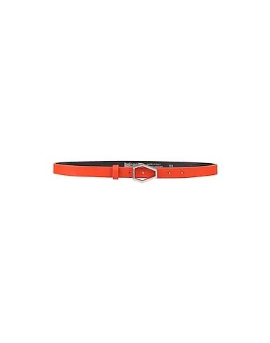 Tomato red Leather Thin belt