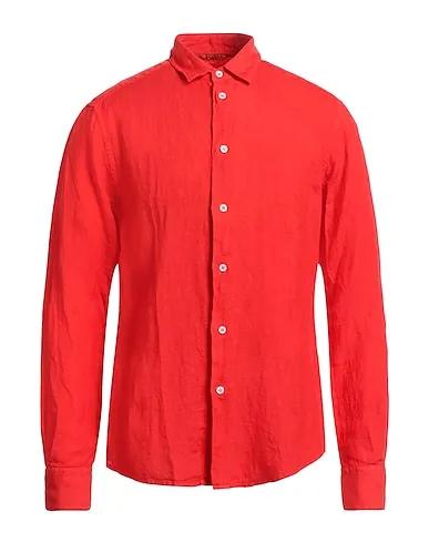 Tomato red Plain weave Linen shirt