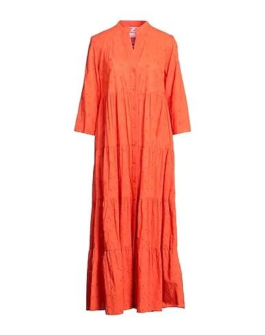 Tomato red Plain weave Long dress