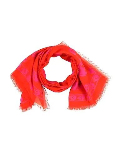 Tomato red Plain weave Scarves and foulards