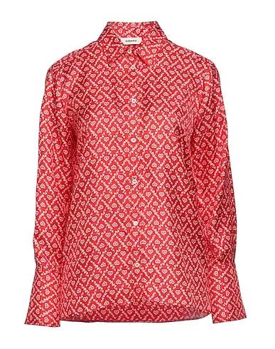 Tomato red Satin Silk shirts & blouses