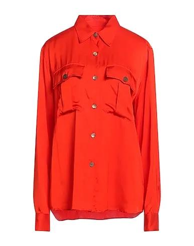 Tomato red Satin Solid color shirts & blouses