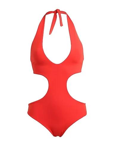 Tomato red Synthetic fabric One-piece swimsuits