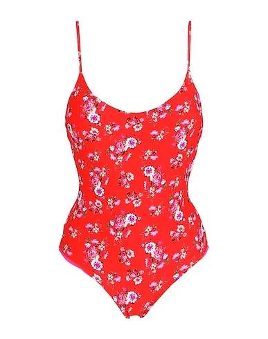 Tomato red Synthetic fabric One-piece swimsuits