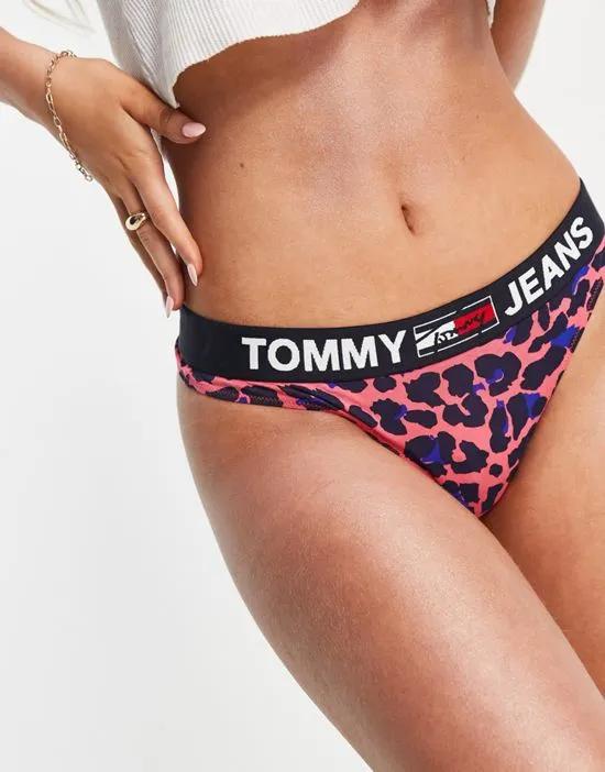 Tommy Jeans thong in pink leopard print