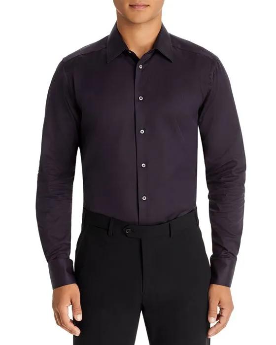 Tonal Herringbone Slim Fit Dress Shirt
