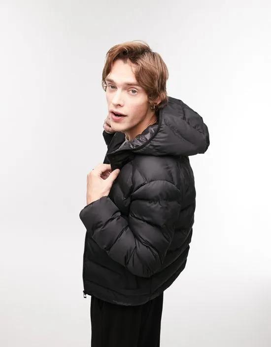 Topman liner jacket with hood in black