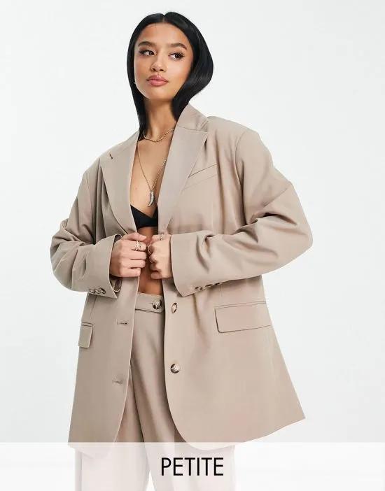 Topshop Petite fashion mensy blazer in taupe - part of a set