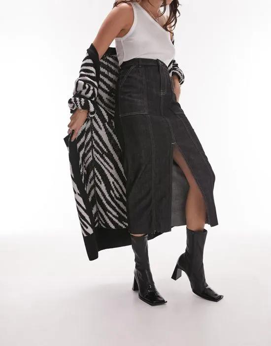 Topshop utility midi skirt in black