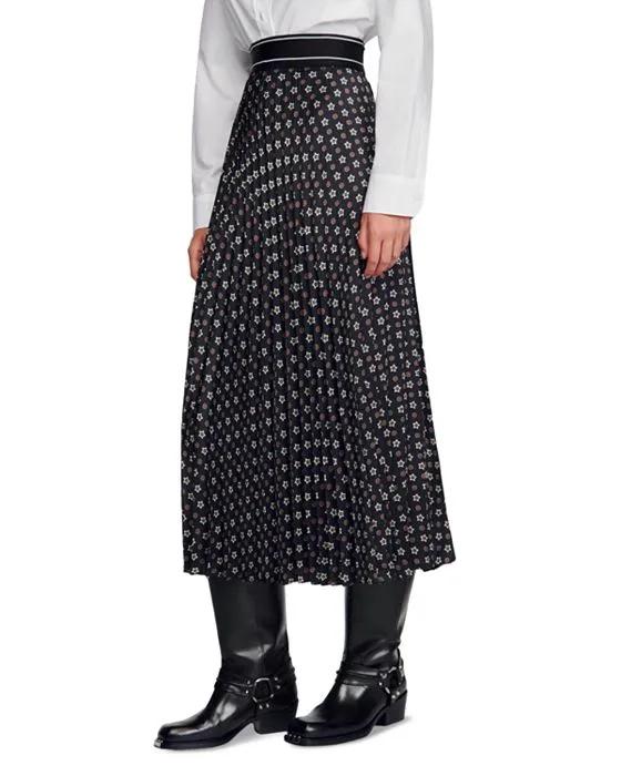Tosca Pleated Star Print Skirt