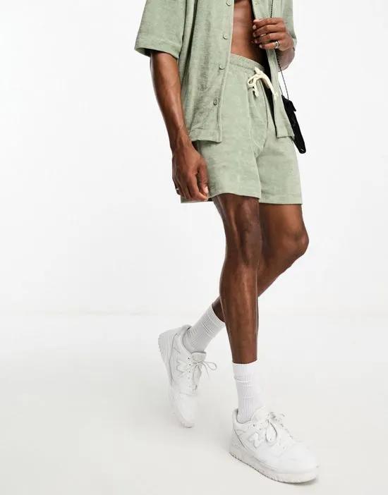 towelling short in mint - part of a set