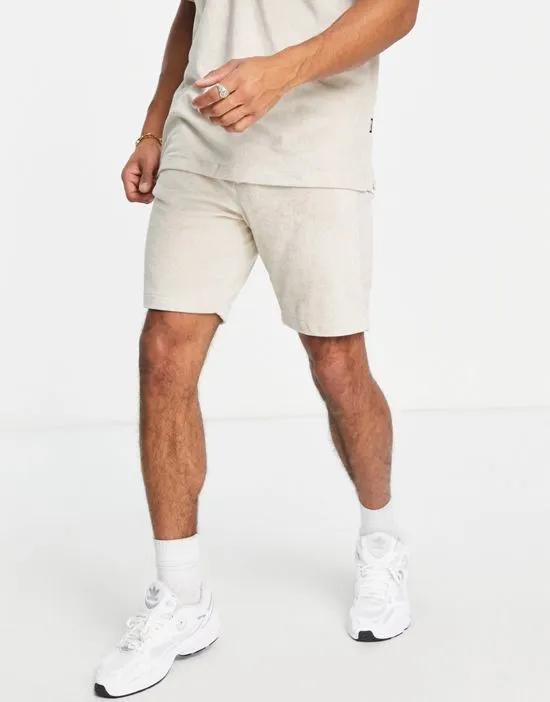 towelling shorts in stone - part of a set