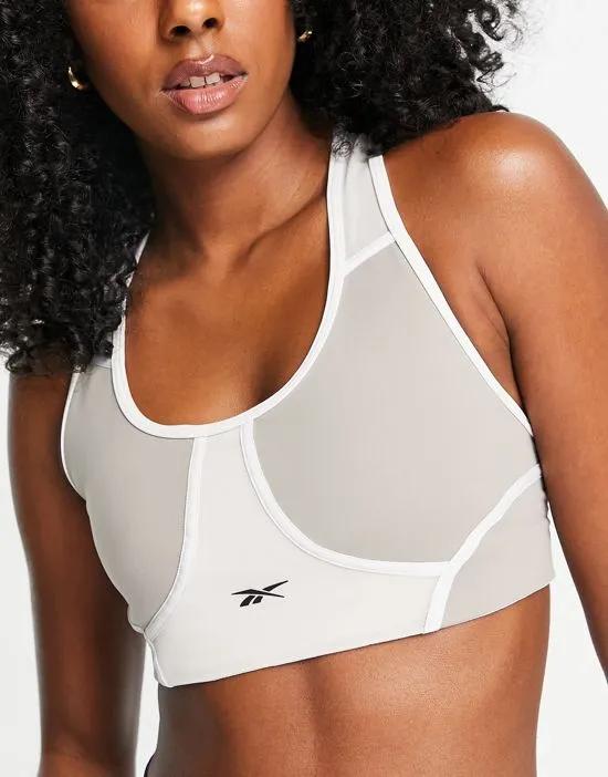 Training Techstyle blocked mid-support sports bra in gray