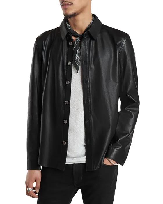Travis Regular Fit Button Front Leather Shirt