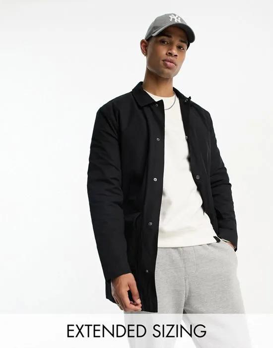 trench coat with quilted lining in black