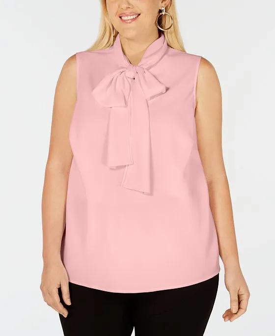 Trendy Plus Size Bow-Neck Blouse, Created for Macy's