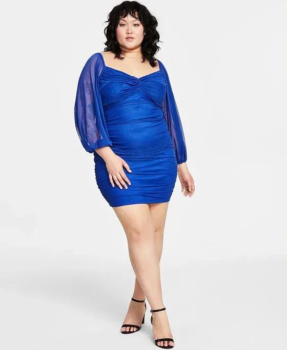 Trendy Plus Size Ruched Glitter Bodycon Dress