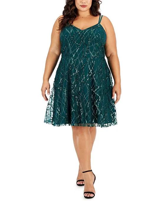 Trendy Plus Size Sequined Fit & Flare Dress