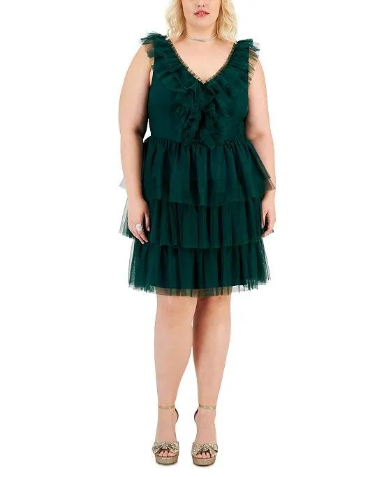 Trendy Plus Size Tulle Ruffle Fit & Flare Dress