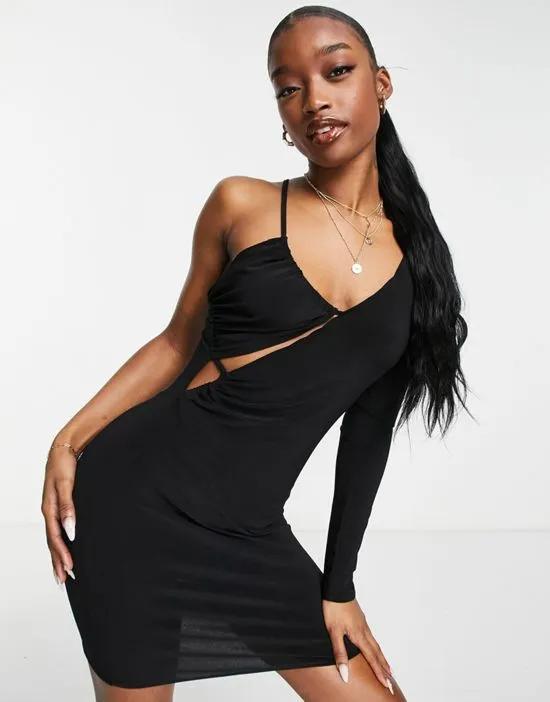 Trendyol one sleeve mini dress with cut out detail