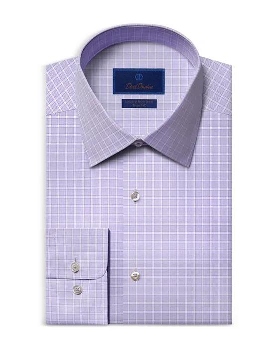 Trim Fit Non Iron Textured Dobby Plaid Dress Shirt