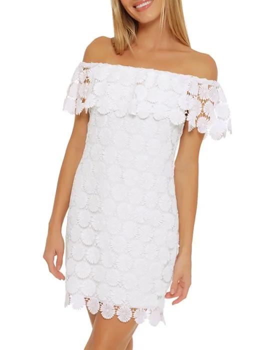 Trina Turk Bardot Crochet Swim Cover-Up Dress