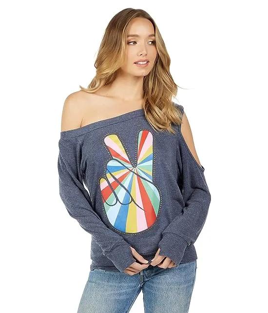 Trinidy - Studded Stripe Peace Sweatshirt