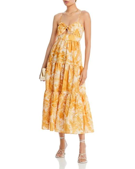 Tropical Print Tiered Midi Dress - 100% Exclusive