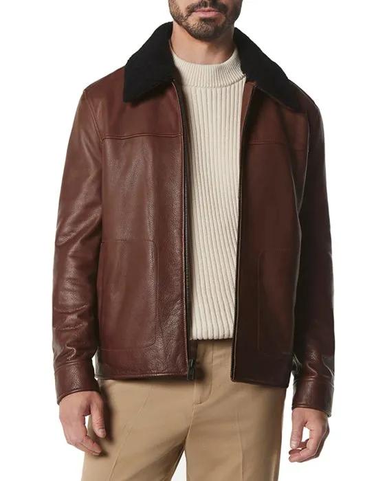 Truxton Leather Removable Shearling Trim Jacket 