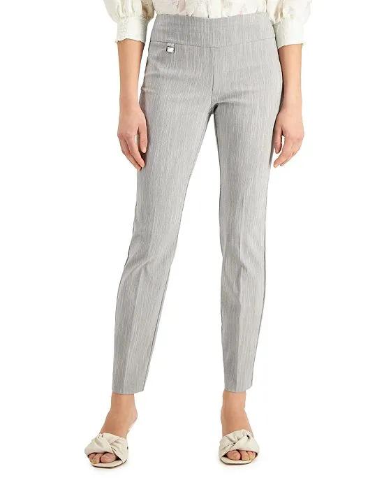 Tummy-Control Textured Pull-On Printed Skinny Pants, Created for Macy's