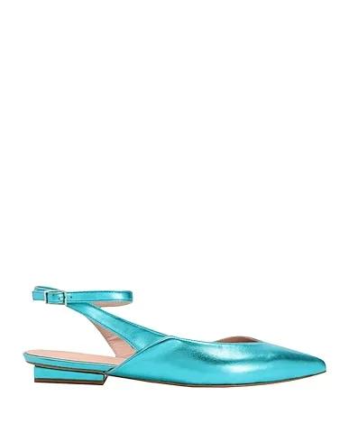Turquoise Ballet flats LAMINATED LEATHER POINTED TOE BALLET FLAT
