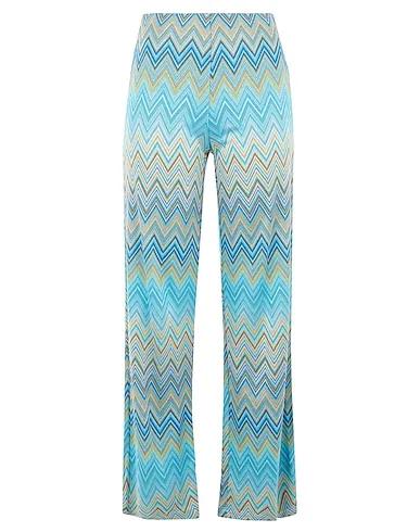 Turquoise Casual pants VISCOSE PATTERN HIGH-WAIST PANTS