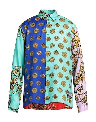 Turquoise Cotton twill Patterned shirt